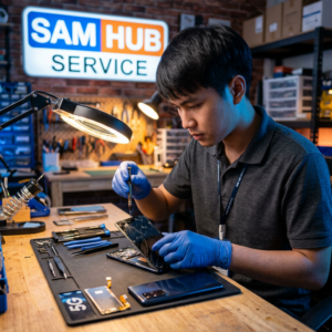 ช่างซ่อม Samsung Galaxy A14 5G เปลี่ยนจอ แบต ชาร์จ สายแพร ราคาถูก | Sam Hub Service บางนา กรุงเทพ