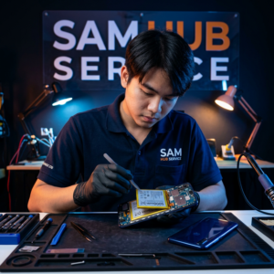 ช่างซ่อม Samsung Galaxy A50 เปลี่ยนจอ แบต ชาร์จ สายแพร ราคาถูก | Sam Hub Service บางนา กรุงเทพ