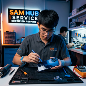 ช่างซ่อม Samsung Galaxy A71 เปลี่ยนจอ แบต ชาร์จ สายแพร ราคาถูก | Sam Hub Service บางนา กรุงเทพ