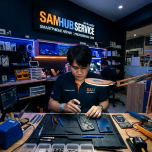 ช่างซ่อม Samsung Galaxy A90 5G เปลี่ยนจอ แบต ชาร์จ สายแพร ราคาถูก | Sam Hub Service บางนา กรุงเทพ