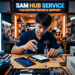 ช่างซ่อม Samsung Galaxy S20 FE เปลี่ยนจอ แบต ชาร์จ สายแพร ราคาถูก | Sam Hub Service บางนา กรุงเทพ