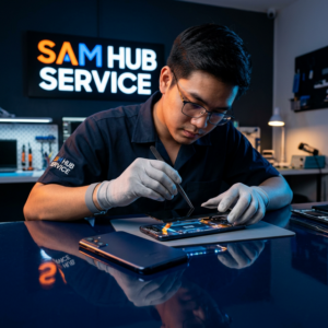 ช่างซ่อม Samsung Galaxy S22 เปลี่ยนจอ แบต ชาร์จ สายแพร ราคาถูก | Sam Hub Service บางนา กรุงเทพ