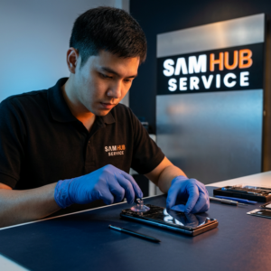 ช่างซ่อม Samsung Galaxy S22 Ultra เปลี่ยนจอ แบต ชาร์จ สายแพร ราคาถูก | Sam Hub Service บางนา กรุงเทพ