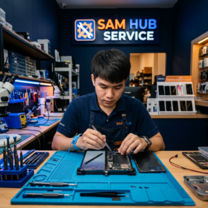 ช่างซ่อม Samsung Galaxy S23 Ultra เปลี่ยนจอ แบต ชาร์จ สายแพร ราคาถูก | Sam Hub Service บางนา กรุงเทพ