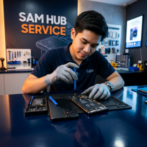 ช่างซ่อม Samsung Galaxy S24 เปลี่ยนจอ แบต ชาร์จ สายแพร ราคาถูก | Sam Hub Service บางนา กรุงเทพ