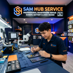 ช่างซ่อม Samsung Galaxy S24+ เปลี่ยนจอ แบต ชาร์จ สายแพร ราคาถูก | Sam Hub Service บางนา กรุงเทพ