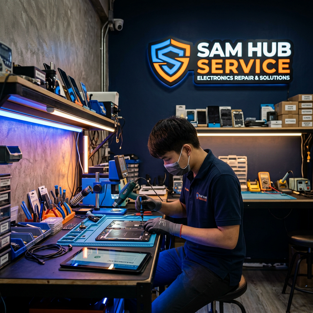 ช่างซ่อมแท็บเล็ต Samsung Galaxy Tab S7+ เปลี่ยนจอ แบต ราคาถูก | Sam Hub Service บางนา กรุงเทพ