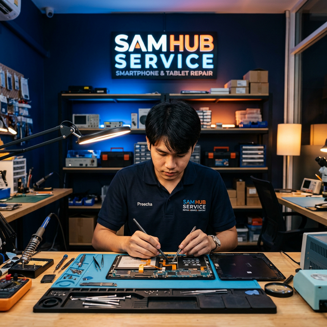 ช่างซ่อมแท็บเล็ต Samsung Galaxy Tab S8+ เปลี่ยนจอ แบต ราคาถูก | Sam Hub Service บางนา กรุงเทพ